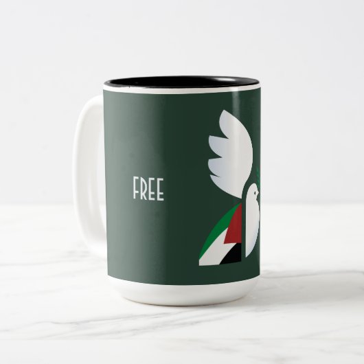 Free Palestine Two-Tone Coffee Mok (Voorkant links)
