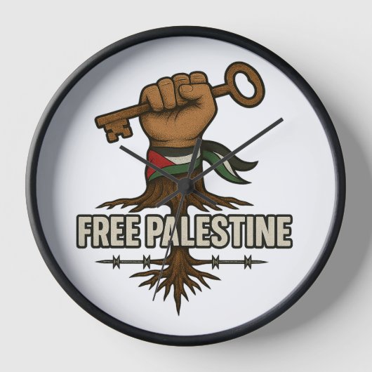 Free Palestine Wall Clock – Symbol of Hope (Voorkant)