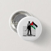 FREE PALESTINE WHITE RONDE BUTTON 3,2 CM (Voorkant /achterkant)