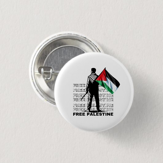 FREE PALESTINE WHITE RONDE BUTTON 3,2 CM (Voorkant /achterkant)