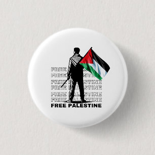 FREE PALESTINE WHITE RONDE BUTTON 3,2 CM