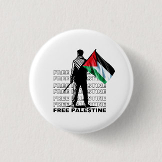FREE PALESTINE WHITE RONDE BUTTON 3,2 CM