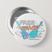 Free Peace Music Ronde Button 7,6 Cm (Voorkant /achterkant)