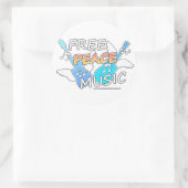 Free Peace Music Ronde Sticker (Tas)