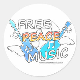 Free Peace Music Ronde Sticker