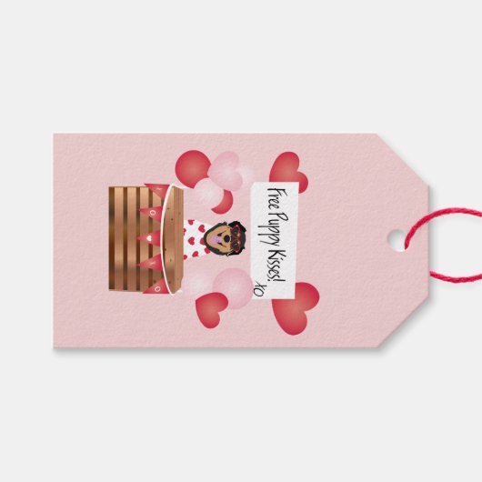 Free Puppy Kisses Valentijn Dog Cadeaulabel (Voorkant (Horizontaal))