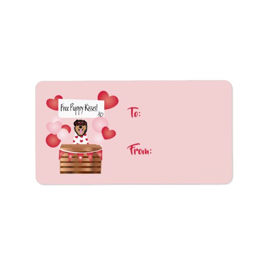 Free Puppy Kisses Valentijn Dog Etiket (Voorkant)