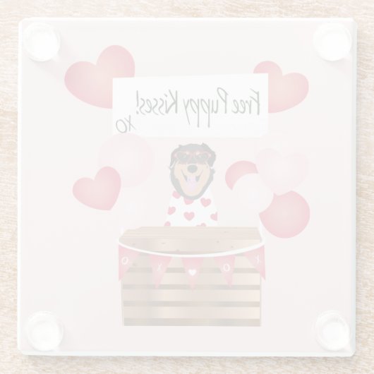 Free Puppy Kisses Valentijn Dog Glazen Onderzetter (Achterkant)