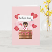 Free Puppy Kisses Valentijn Dog Red Kaart (Gele Bloem)