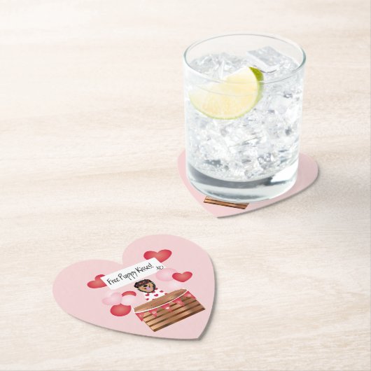 Free Puppy Kisses Valentijn Dog Red Kartonnen Onderzetters (Insitu)