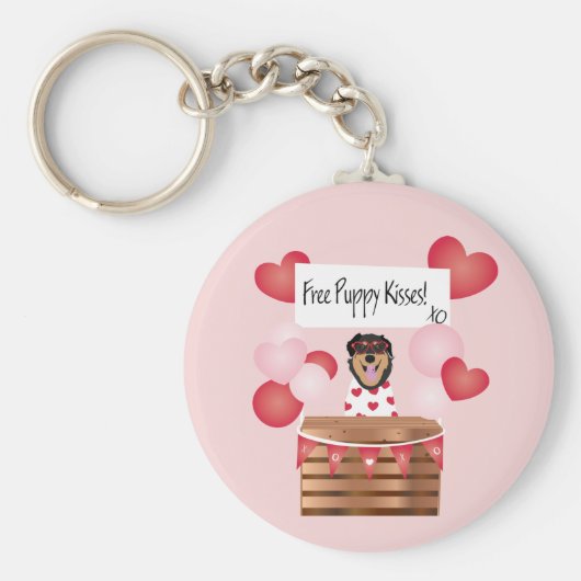 Free Puppy Kisses Valentijn Dog Red Sleutelhanger (Voorkant)