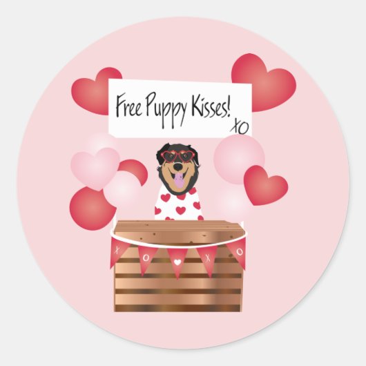 Free Puppy Kisses Valentijn Dog Ronde Sticker (Voorkant)