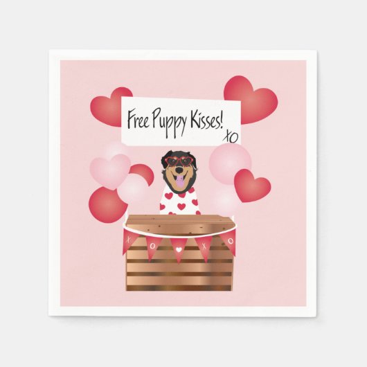 Free Puppy Kisses Valentijn Dog Servet (Voorkant)