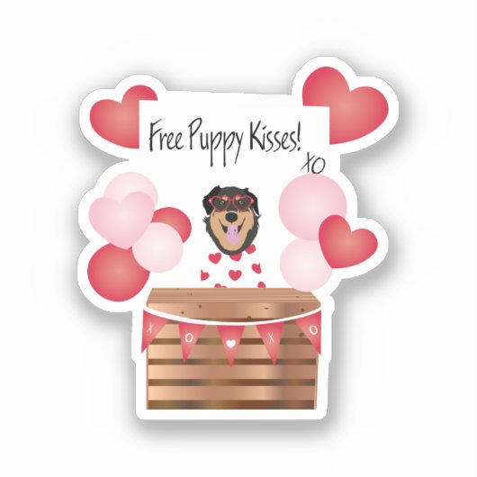 Free Puppy Kisses Valentijn Dog Sticker (Voorkant)