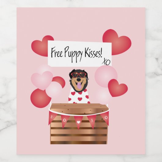 Free Puppy Kisses Valentijn Dog Wijn Etiket (Enkel label)