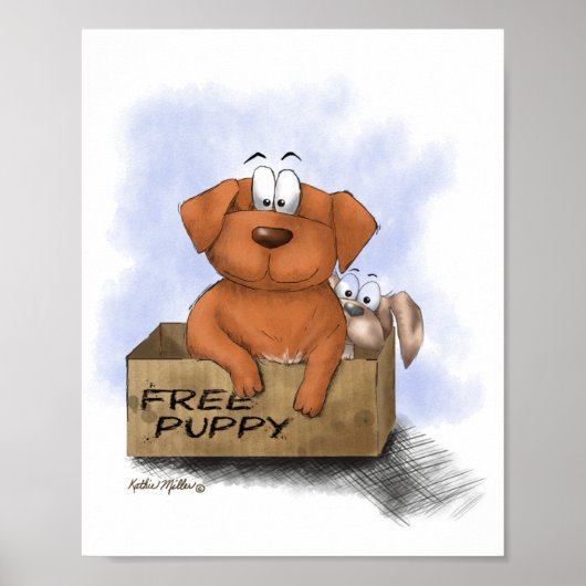 Free Puppy Plus 1 Cartoon Poster (Voorkant)