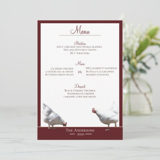Free Range Boerderij Chicken Dinner Menu Card (Staand voorkant)