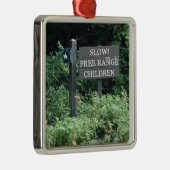 Free Range Children-teken, leuk Metalen Ornament (Rechts)