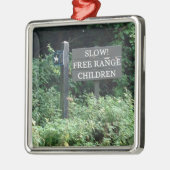 Free Range Children-teken, leuk Metalen Ornament (Links)