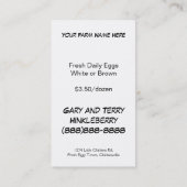 Free Range Eggs Layer of Poultry Bird Visitekaartje (Achterkant)