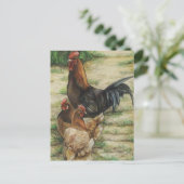 "Free Range" Rooster & 2 Hens Postcard Briefkaart (Staand voorkant)