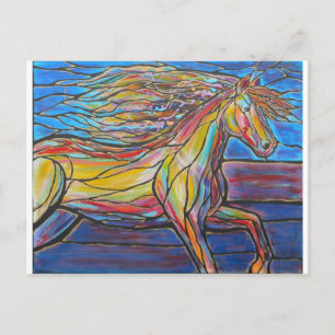 "Free Rein"-paardenkunstmozaïek/Glas in lood stijl Briefkaart