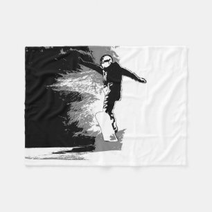 Free-riding - Snowboarder Fleece Blanket