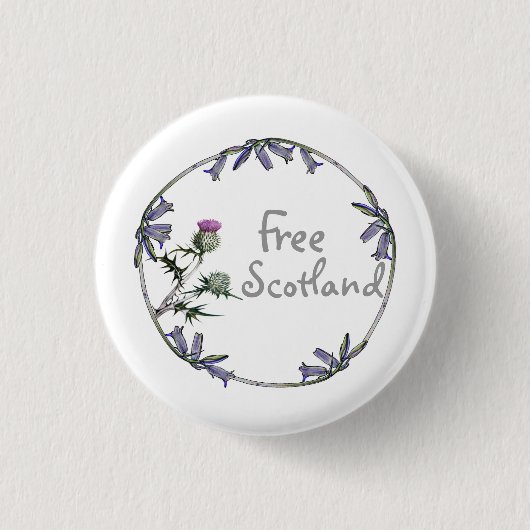 Free Scotland Thistle Bluebell Independence Button (Voorkant)
