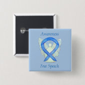 Free Speech Awareness Angel Ribbon Pin Vierkante Button 5,1 Cm (Voorkant /achterkant)
