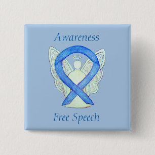 Free Speech Awareness Angel Ribbon Pin Vierkante Button 5,1 Cm