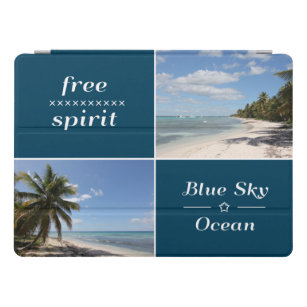 Free Spirit - Blue Sky en Ocean Caribbean Collage iPad Pro Cover