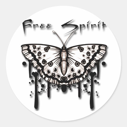 Free Spirit Butterfly Ronde Sticker (Voorkant)