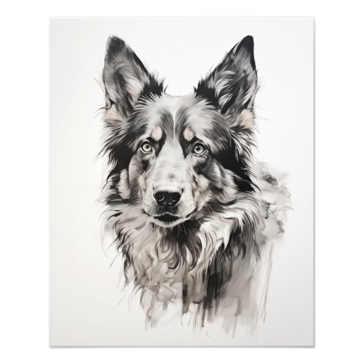 Free Spirit Dog Zwart-wit Foto Afdruk (Voorkant)