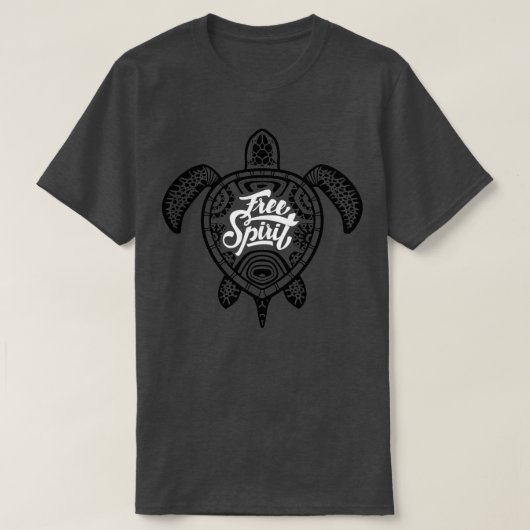 Free Spirit Green Turtle Illustrative Surfer Style T-shirt (Design voorkant)