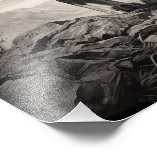 Free Spirit Lion Zwart-wit Foto Afdruk (Hoek)