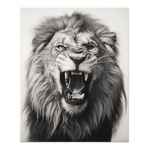 Free Spirit Lion Zwart-wit Foto Afdruk