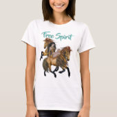 Free Spirit Native American Princess and Stallions T-shirt (Voorkant)