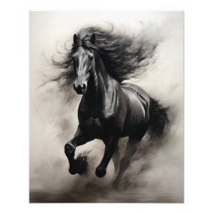 Free Spirit Paard Zwart-wit Foto Afdruk