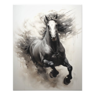 Free Spirit Paard Zwart-wit Foto Afdruk