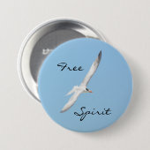 Free Spirit Royal Tern Flying Blue Sky Ronde Button 7,6 Cm (Voorkant /achterkant)
