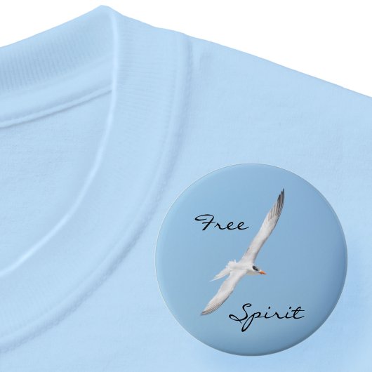 Free Spirit Royal Tern Flying Blue Sky Ronde Button 7,6 Cm