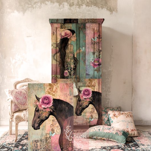 Free Spirit, Whimsical Horse & Patchwork Tissuepapier