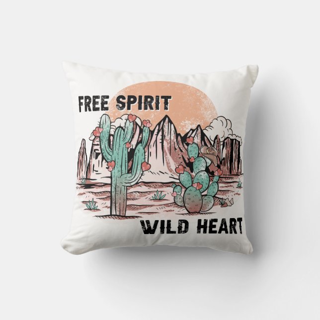 Free Spirit Wild Heart Illustration Kussen (Voorkant)