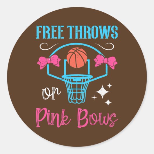 Free Throws of roze Bows Pregnancy Shower Ronde Sticker (Voorkant)