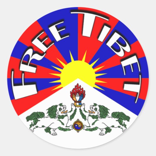 Free Tibet Badge Ronde Sticker (Voorkant)