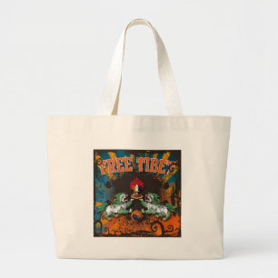 Free Tibet Grunge Art Grote Tote Bag
