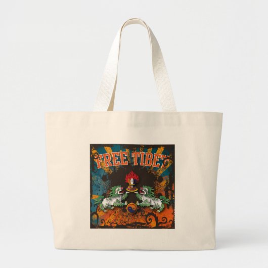 Free Tibet Grunge Art Grote Tote Bag (Voorkant)