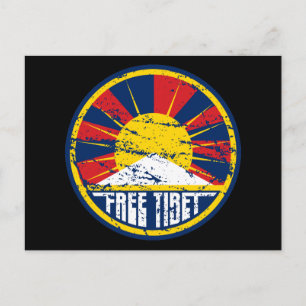 Free Tibet Round Grunge Briefkaart