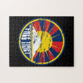 Free Tibet Round Grunge Legpuzzel (Horizontaal)