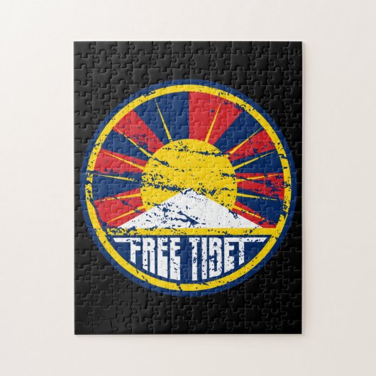 Free Tibet Round Grunge Legpuzzel (Verticaal)